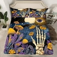 thumbnail image 3 of Feelyou Rustic Mushroom Plant Twin Sheet Sets, Mystic Eyes Skeleton Twin Fitted Sheet, Vintage Hippie Bohemian Flat Sheet, Luxury Bedroom Decor, 3pcs, 3 of 8