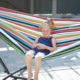 thumbnail image 5 of Vivere Double Sunbrella Hammock, Steel Stand, Portable Outdoor Lounge, Confetti, 5 of 7