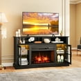 thumbnail image 4 of Gymax Fireplace TV Stand w/ Remote Controls & Thermostat Storage Cabinets Black, 4 of 10