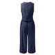 thumbnail image 3 of Conjunto de dos piezas de verano para mujer: top sin mangas con cuello redondo y pantalones anchos, traje de poliéster con detalle de botones, 3 of 3
