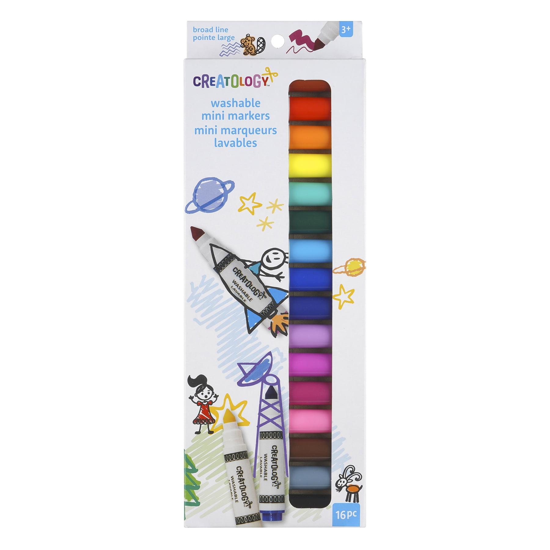 12 Packs: 16 ct. (192 total) Broad Line Washable Mini Markers by Creatology