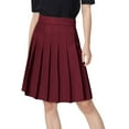 thumbnail image 2 of Pleated Skirts for Women, Skorts High Waisted A-Line Midi Skirts Solid Color Knee Length Skirt Sweat Skirt Wine L, 2 of 9