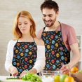 thumbnail image 5 of Black Colorful Skull Bone Pattern Apron-Garden Aprons for Women with Pockets-Cotton Linen Waterproof Kitchen Cooking Gardening Aprons Adjustable for Kitchen,Cooking,BBQ and Salon 33x27 Inch, 5 of 7