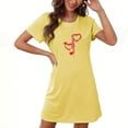 thumbnail image 1 of Xysaqa Chemise de Nuit pour Femmes, Col Rond, Chemise de Nuit Douce et Confortable, Imprimé Cœur, Jaune m, 1 of 3