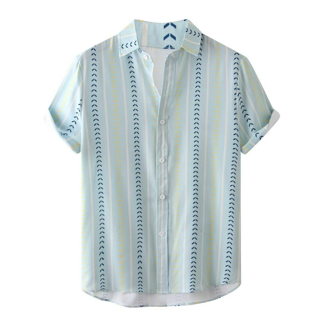 Hombres Casual Botones Playa Sin posicionamiento Estampado Turndown Camisa de manga corta Blusa Pompotops oipoqjl45449