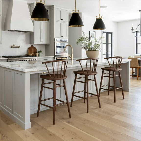 Stenger Barstool Walnut Barstool, Modern Style, Armrest support, Rubberwood, Indoor Bar