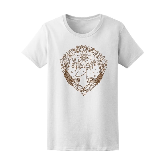 Cute Christmas Reindeer Sketch Tee Women's -Image by Shutterstock