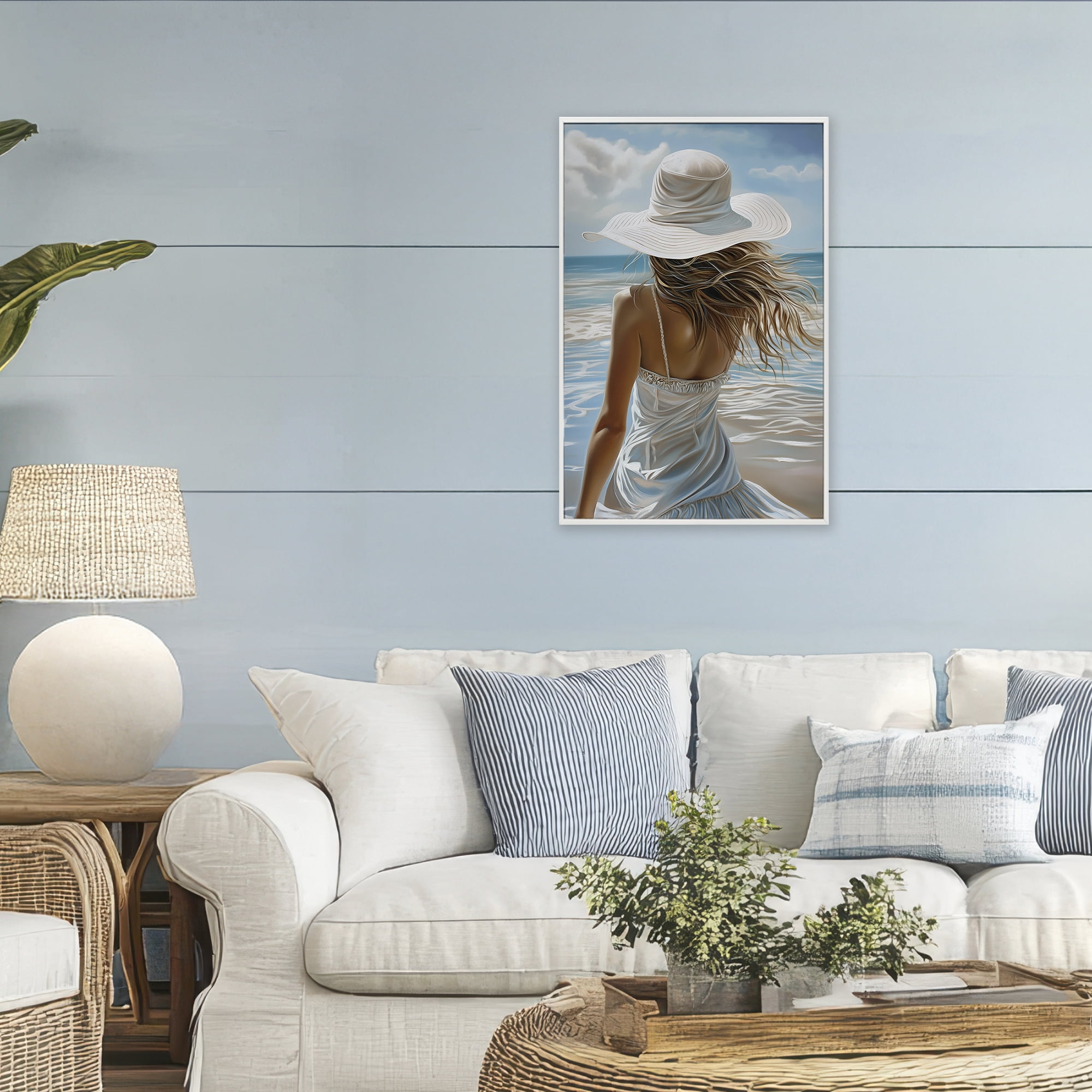 Stupell Industries Seaside Breeze & Flowing Dress White Framed Giclee Art, design by Imagine It Images
