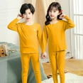 thumbnail image 5 of CYRBOKO Girls Thermal Sets, Elastic Waist Cotton Soft Long Sleeve Underwear Sets Yellow Size 10-12 T, 5 of 5