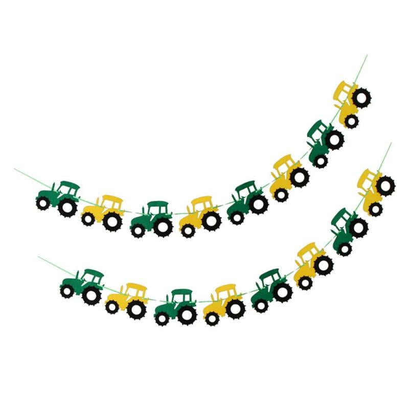 2x Cool Tractor Car Felt Banner Baby Shower Children Birthday Christening Party Hanging Decorations 3.28 Yards