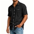 thumbnail image 6 of Guluxicc Men's Cotton Shirts Button Down Short Sleeve Shirts with Pockets Classic Fit Everyday Wear Summer Casual Outfits, 6 of 8