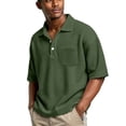 thumbnail image 2 of Fabrcox S-4XL Men's Waffle Polo Shirt Lapel Collar Button Up Shirts for Men Short Sleeve Big and Tall Spring Summer Men Golf Shirts, 2 of 8
