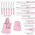 thumbnail image 3 of 13 Pcs Kitchen Knife Set with Block, Stainless Steel Sharp Blades, Non-Slip Handle, Multi-Color Knife Set with Scissors for Home Kitchen Pink, 3 of 4