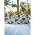 thumbnail image 6 of Outdoor Pillows Waterproof, Teal Florals Bedding Throw Pillows with Insert for Couch Sofa Bed, Farmhouse Botanical Peonies Vintage Brown Leaves 12x20 Inch Pillowcases Decorative Patio Pillow Set of 2, 6 of 8