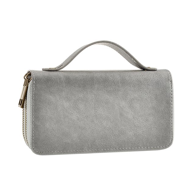 Womens Double Zipper Wallet Clutch Purse with Phone Holder