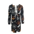 thumbnail image 2 of Seyurigaoka Women Juniors Halloween Printed Dress, Fashion Tie-up Round Neck Long Sleeve One-piece, 2 of 5