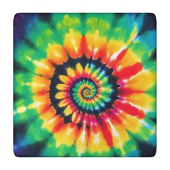 Rainbow Tie Dye Mandala Pattern Square Fitted Tablecloth with Elastic Edge,Square Table Cover,Washable Elastic Table Cover for Home Kitchen Party Decor 34"x34"
