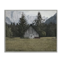 Stupell Industries Rustic Cabin Landscape Landscape Painting Gray Framed Art Print Wall Art, 20 x 16