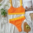 thumbnail image 4 of Sngxgn Ruffle Stripe Ruffle Swimsuit for Women V Neck Ruched Bathing Suits(Orange,S), 4 of 6