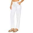 thumbnail image 2 of Cali1850 Women's Casual Linen Pants 29" Inseam Oceanside Drawstring Smocked Waist Lounge Beach Trousers with Pockets, 2 of 6
