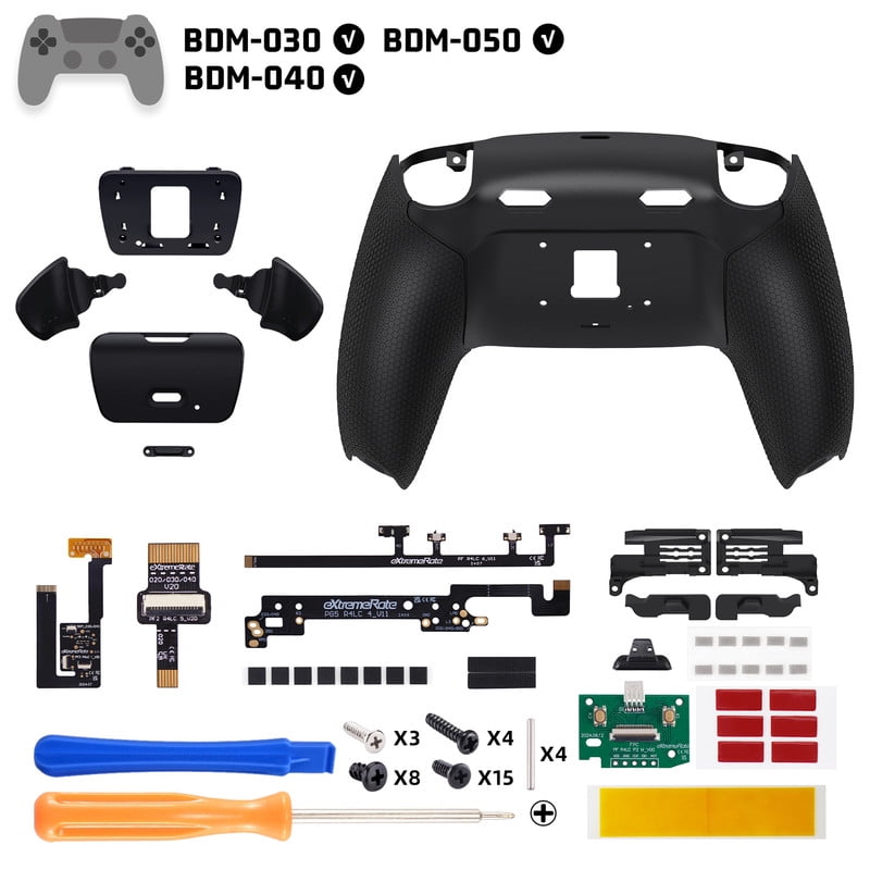 eXtremeRate RISE Plus MAX Back Paddles Kit with Clicky Trigger Stops & Rubberized Grip for PS5 Controller BDM-030 040 050, Remappable Back Buttons Kit for PS5 Controller - Black - NO Controller