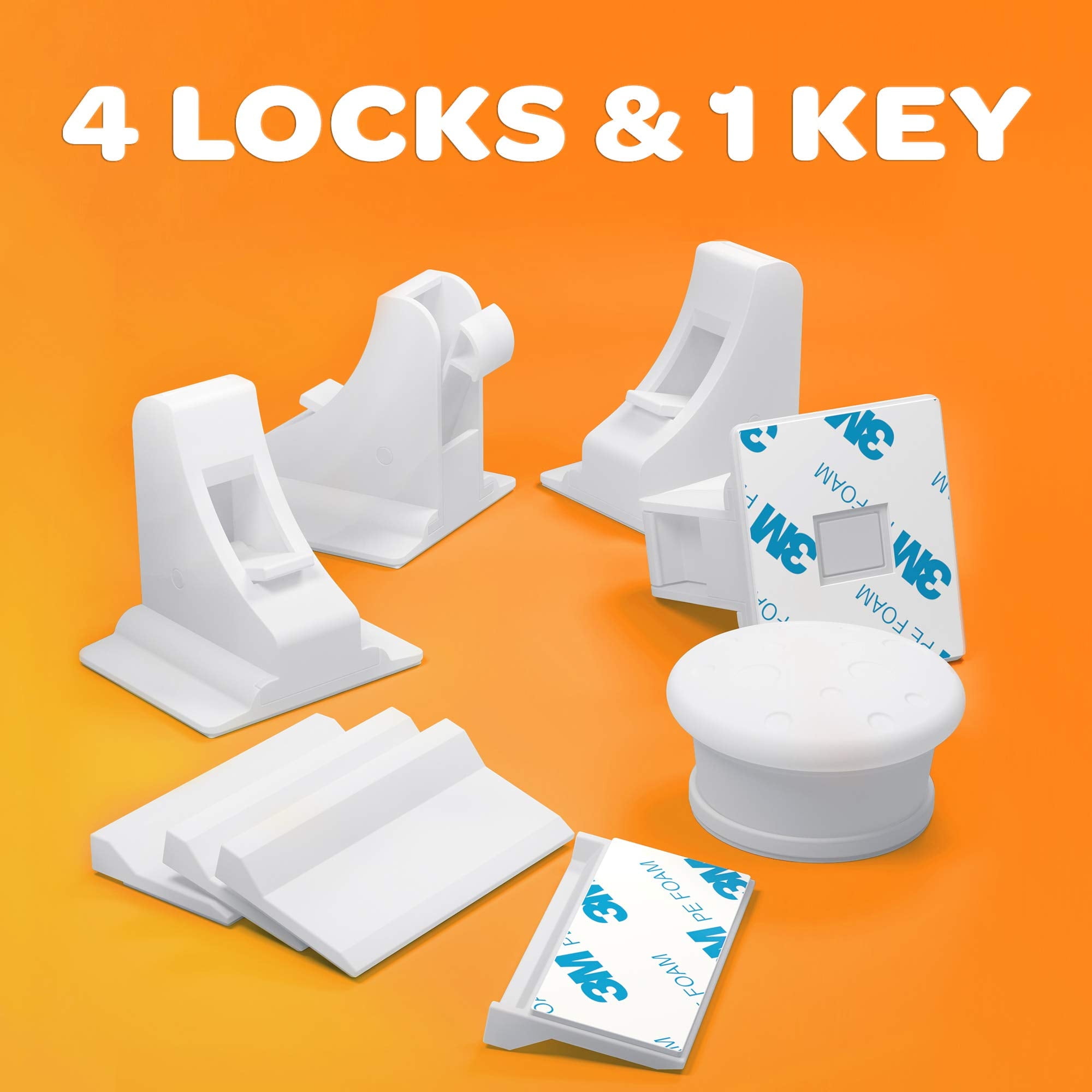 Jambini Magnetic Cabinet Locks - Baby Proofing Cabinets Child Safety Locks for Cupboards (4 Locks + 1 Key)