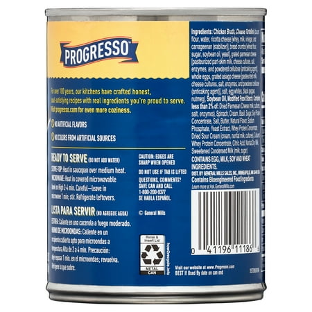Progresso Rich and Hearty, Three Cheese Tortellini in a Creamy Soup with Spinach, 18.5 oz