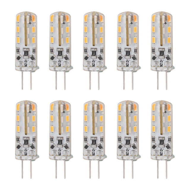 10 bombillas LED G4 de 1,5 W, 12 V CC, blanco cálido, 3000 K, 110 LM, bipin, para iluminación de armarios y patios.