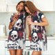 thumbnail image 4 of Easygdp Gothic Skulls And Roses Camisón de manga corta para mujer, informal, estampado, 4 of 6