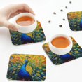 thumbnail image 4 of Drink Coasters, Peacocks -PVC Leather Coasters Sets of 4 for Tabletop Protection - Bar Accessories, Coasters for Drinks Cup Aesthetic Coasters Home Office Decor Square, 4 of 5