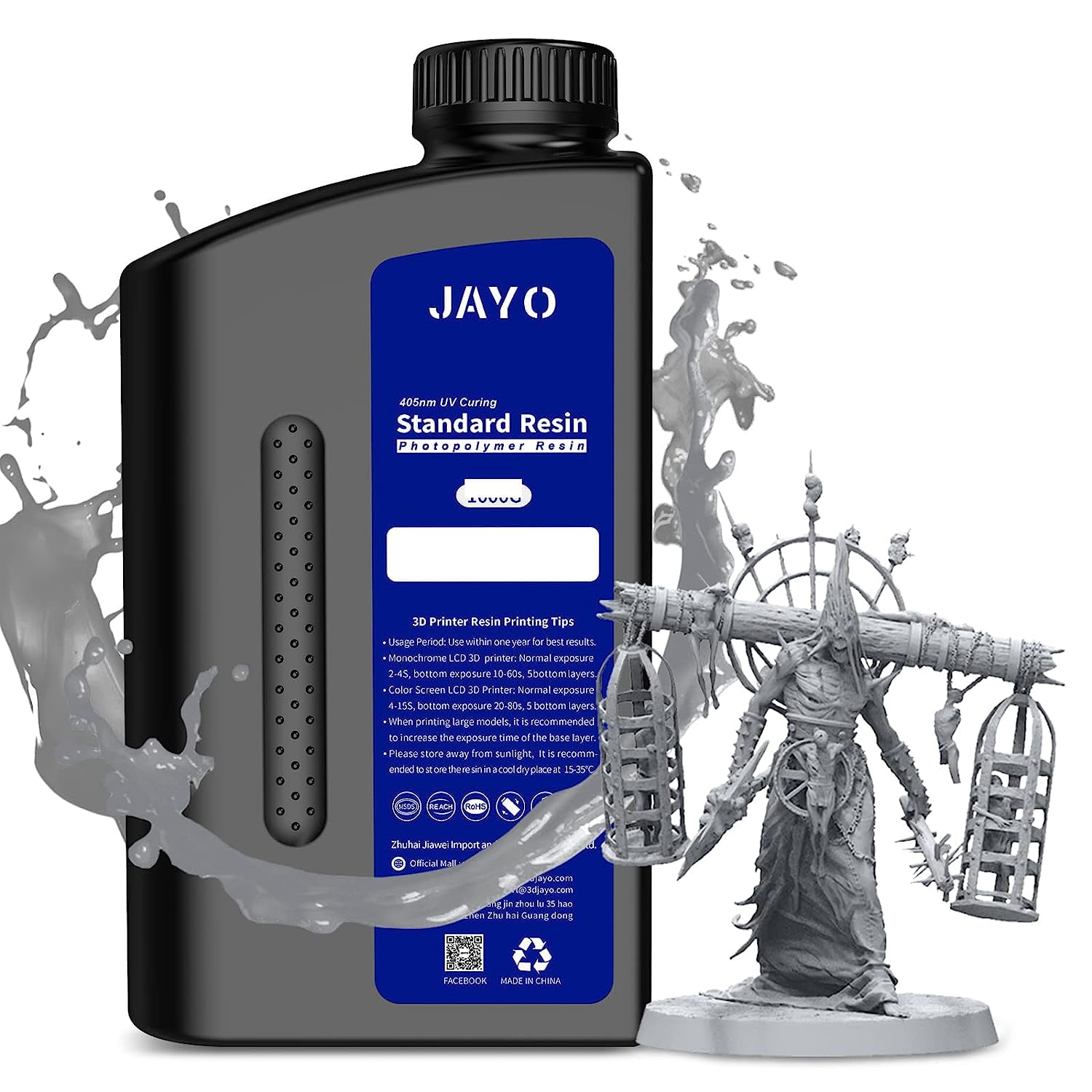 JAYO 3D Printer Resin 1000g Black Standard 405nm Rapid UV Resin Fast