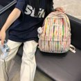 thumbnail image 2 of Bolsa Mochila a rayas con diseño de arco iris, multifunción, para la escuela, de viaje, para ordenador portátil, para niñas (multicolor), 2 of 8