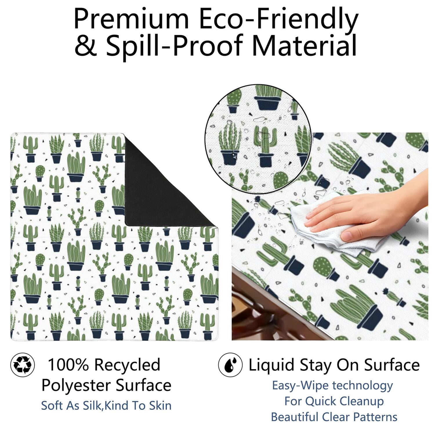31.5 Inch Plants Inspired Playing Mat Made of Rubber Material Featuring Anti-Slip Non-Skid Backing and Noise Reduction Qualities for Board Games Card Games