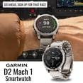 thumbnail image 2 of Garmin D2 Mach 1 Smartwatch with Vented Titanium Bracelet Bundle with Portable Charger Stand and USB Cable, and 9H 47mm Tempered Glass Screen Protector Film (3 Items), 2 of 7