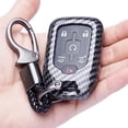 thumbnail image 3 of For GMC Key Fob Cover, Carbon Fiber Pattern Key Case for 2017-2022 2023 2024 for Chevy Suburban Tahoe Silverado 1500 GMC Yukon XL Acadia Terrain Sierra 1500 2500 3500 4 5 6 Button with Keychain, 3 of 7