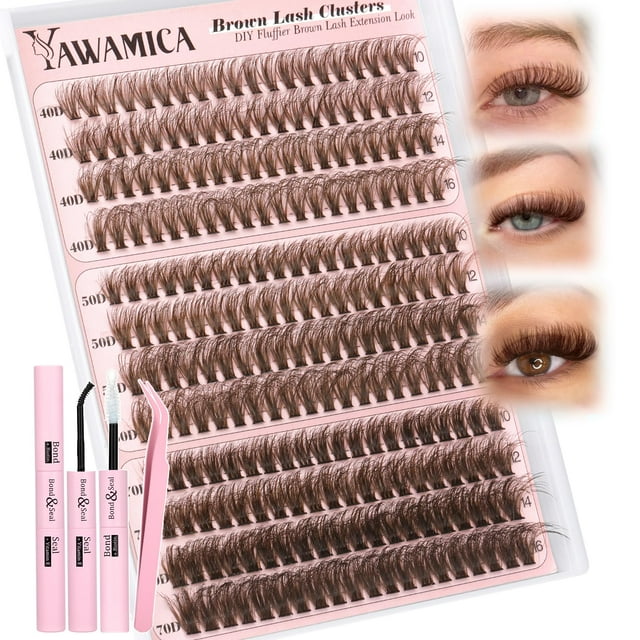 Extensor de pestañas Yawamica Brown Fluffy Lash Kit