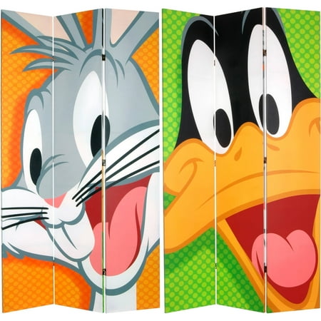 7' Tall Double Sided Bugs Bunny and Daffy Duck Canvas Room Divider