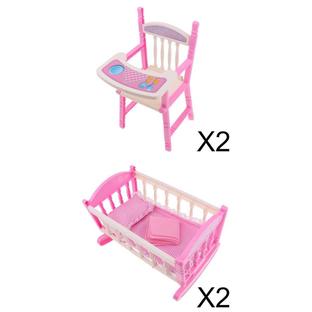 Siruishop Miniature Kids Models baby Doll High Chair Bed Dining Bedroom Doll Chairs Height High simulation Baby Doll Chair Guardrail Dining Room bab