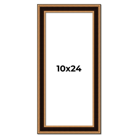 10x24 Frame Gold Brown Plein Air Vintage Solid Wood Picture Frame | 1.75 Inches Moulding Width |