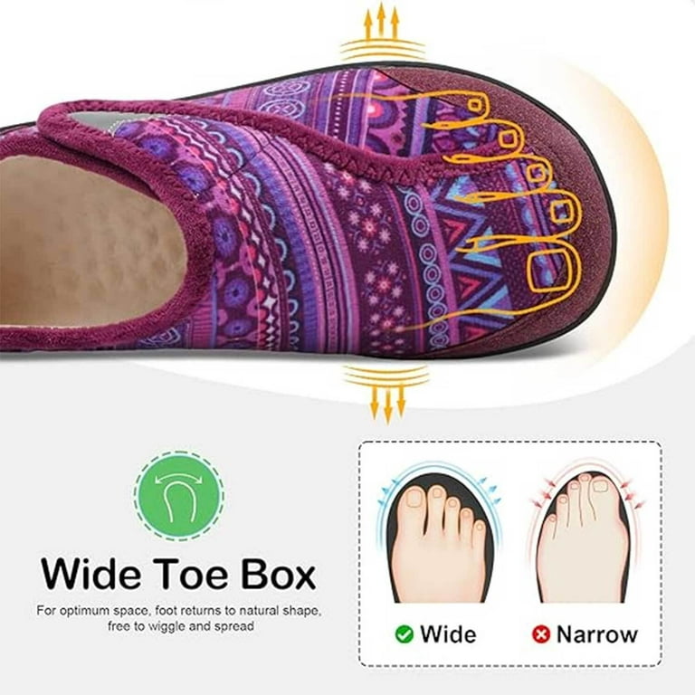 Leisfit Womens Men Slippers Wide Width Diabetic Shoes Adjustable