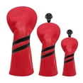 thumbnail image 4 of jinwen 3 Pcs Housse de Golf en Cuir PU Couvre-Chef de Club de Golf avec Rouge Interchangeable, 4 of 9