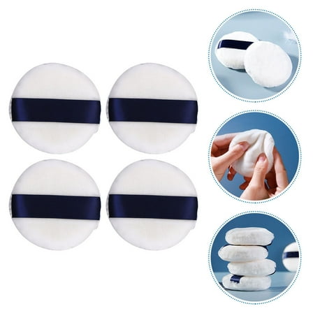Soimiss 4Pcs Compact White Powder Puff Makeup Tool for Loose Powder Foundation
