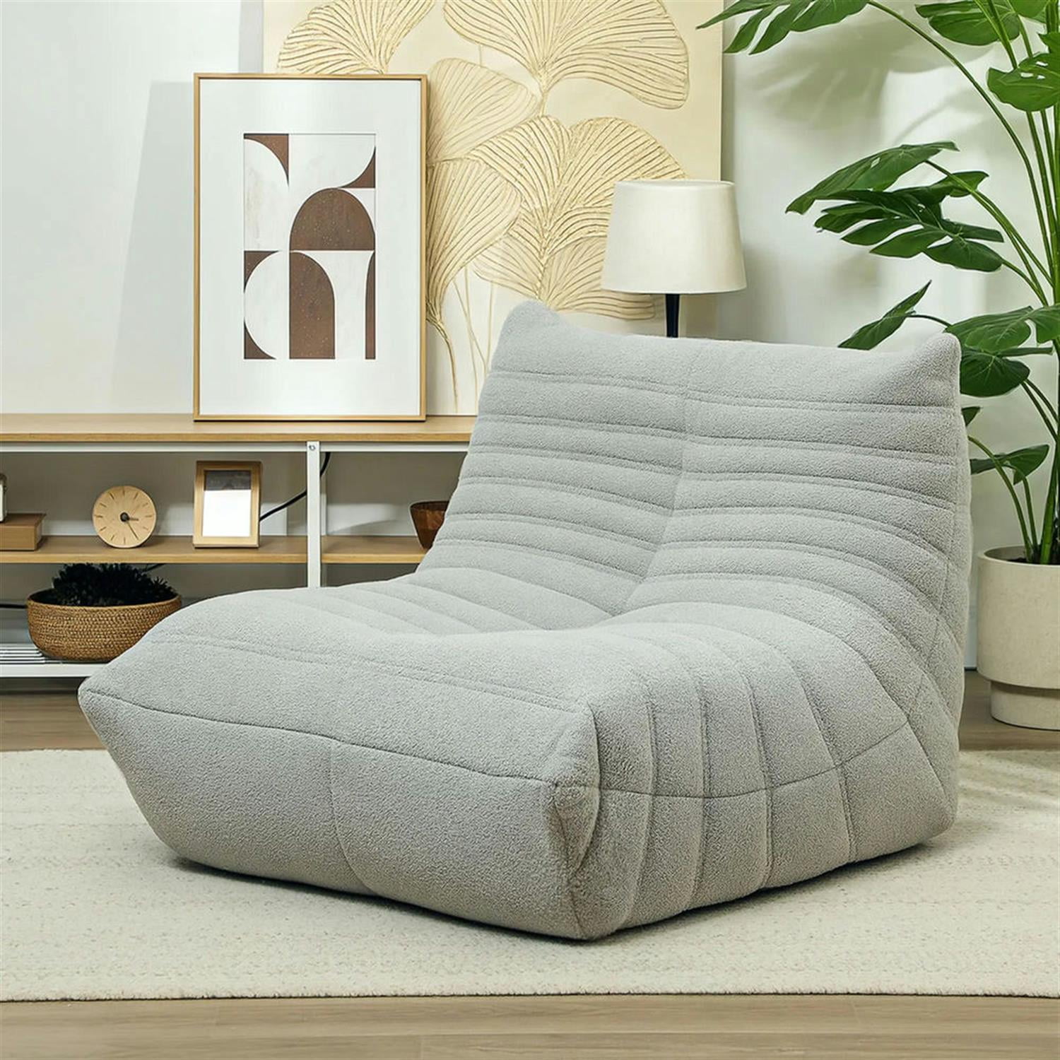 Demi Bonn Bean Bag Chair for Adults, Giant Fireside Chair, High Density Memory Foam Bean Bag Sofa Chair for Dorm, Living Room, Gray
