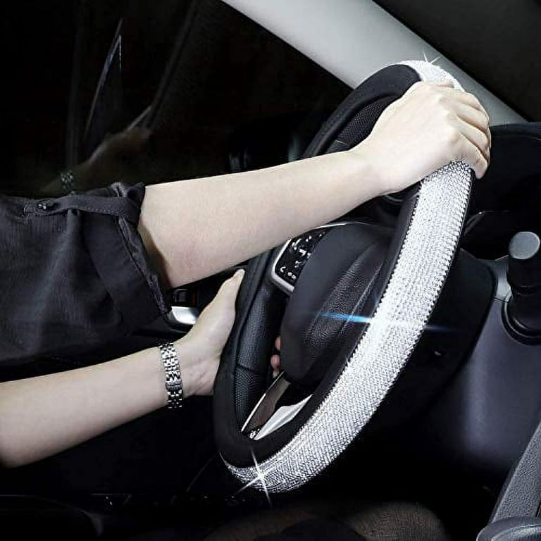 Car PU Leather Diamond Steering Wheel Cover Universal Accessories For  15''/38cm