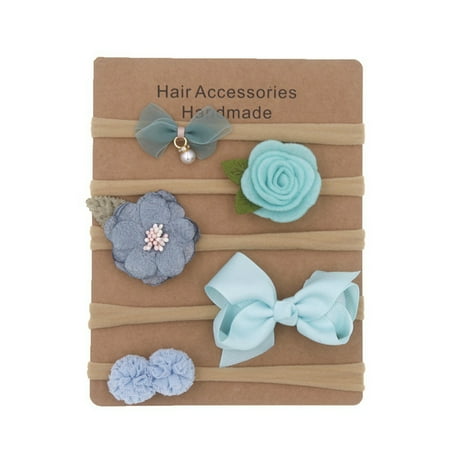 

jaweiwi Baby Girls Headbands 5 Pcs Set Soft Elastic Nylon Flower Bowknot Hair Accessories Photo Props