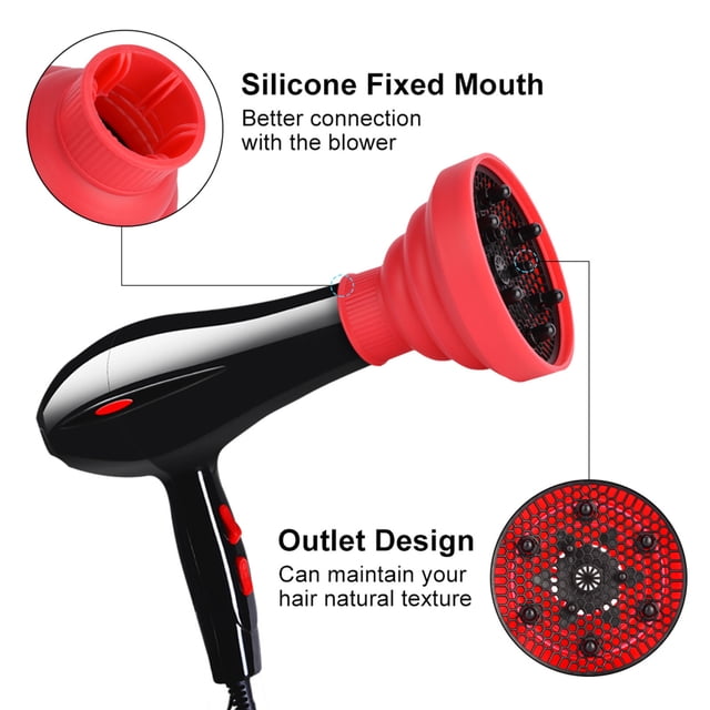 CUIDADO DE COLOR DE CABELLO SILICONA SECADOR DE SECADOR DE PELO DIFUSORES PROFESIONAL DE AIRE SOPLO SE SECA Suavemento ROJO