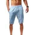 thumbnail image 4 of Pantalones cortos de lino y algodón para hombre, Shorts transpirables para playa, correr, Fitness, de secado rápido, para baloncesto, 4 of 4