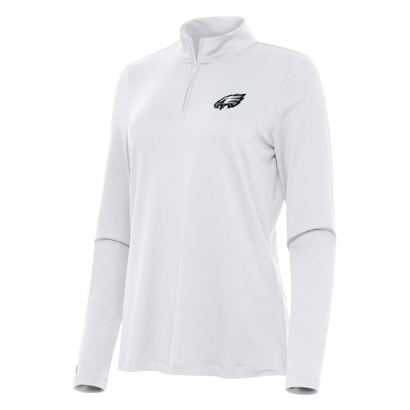 Women's Antigua White Philadelphia Eagles Reprocess Quarter-Zip Top