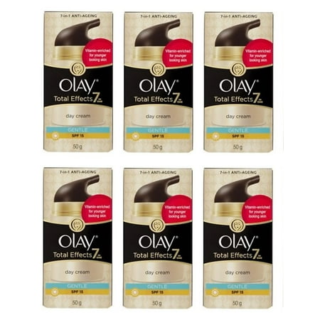 Olay Total Effects 7 in One Day Cream, Gentle, SPF 15, 50g (1.7 oz) (Pack of 6) + Cat Line Makeup Tutorial