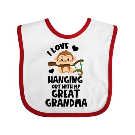 

Inktastic Monkey I Love Hanging out with My Great Grandma Gift Baby Boy or Baby Girl Bib